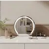 Espejo de maquillaje LED inteligente giratorio semicircular, espejo de tocador, espejo de escritorio estilo celebridad de internet ins con luz de relleno grande