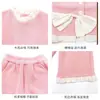 Conjunto de Calça e Moletom Redondo para Meninas 2025 Outono e Inverno Novo Cor Pura Manga Longa Fashion e Fofo Conjunto de Duas Peças para Meninas