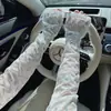 Accesorios de Diamante Corazón de Alta Elasticidad, Mangas de Hielo Florales Pequeñas para Mujer, Frescura de Seda de Hielo, Mangas Elegantes y Femeninas para Proteger del Sol al Conducir, Ligeras y Delgadas