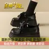 Sapatos Femininos de Salto Alto com Laço em Couro Patentê, Novo Modelo Primavera 2026, Mocassins com Plataforma Grossa de 5cm para Aumentar a Altura
