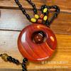 Collar Cadena de Suéter Colgante de Ágata Roja Guerrero de la Paz, Colgante de Ágata Calabaza para Hombre, Ágata Envuelto en Seda Piedra Bruta al por Mayor