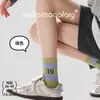 Meias Listradas Casuais para Esportes Outono Inverno Femininas Sem Costura Meia-Panturrilha Femininas Estilo Coreano Color Blocking Antibacterianas Resistentes ao Odor Meias da Moda Transfronteiriças