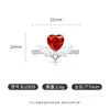 Anillo de Alas de Ángel con Forma de Corazón Cortado Flor de Hielo de Piedra Preciosa de Color de Venta Caliente en Transmisión en Vivo, Anillo de Alas con Forma de Corazón de Diamante de Alto Carbono Galvanizado en Oro Real