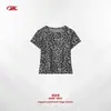 Camiseta de manga corta para mujer BK estilo americano con estampado de leopardo, cuello redondo, 210G, corte ajustado, camiseta de manga corta para chica hot de verano