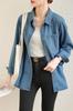 Foto Real de Jaqueta Jeans Vintage para Mulheres, Outono 2026 Novo Estilo Coreano Camisa Solta de Manga Longa com Design Versátil