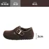 Sapatos Birkenstock de pelúcia totalmente fechados femininos 2026 outono e inverno novo estilo sola grossa sapatos cinzas peludos sapatos de algodão aumento de altura interna botas de neve