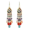 Pendientes de cuentas hechas a mano con forma de gota de agua transfronterizos Pendientes largos de borla Bohemia Joyería exagerada personalizada para fotos de viaje