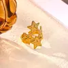 Anillo Cruzado de Acero Inoxidable Chapado en Oro de 18 Quilates, Estilo Nuevo Europeo y Americano, para Mujer, Versátil para el Uso Diario, Joyería de Anillo Abierto Simple y a la Moda