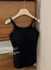 Camiseta sin mangas a rayas de talla grande 90 kg con doble tirante para mujer, camiseta básica de algodón con doble tirante fino y copas de sujetador incorporadas