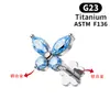 Pendientes de Aleación de Titanio F136 Transfronterizos, Clavos para Labios, Clavos para Hélice Auricular, Pendientes de Rosca Interna con Forma de Mariposa, Joyería para Piercings al por Mayor