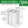 Cilindro Delgado Estándar Sda Sda50/63/80/100 Magnético Ajustable Aleación de Aluminio Componente Neumático de Doble Efecto