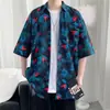 Camisa floral havaiana masculina, vintage, para casais, moderna, casual, corte solto, popular, para férias na praia, camisa floral de manga curta