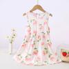 Novo Vestido Colete de Verão para Meninas Roupa Exterior Moda Explosões Bebê Menina Floral Elegante Vestido de Princesa Infantil