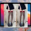Medias Sexy Negras con Borde Rojo Red Ins Medias Sexy Negras Delgadas de Muslo Pura Pasión Calcetines Largos Hasta la Rodilla