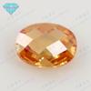 Huagang Pedra Preciosa Ovo Forma Champanhe Dupla Tartaruga Face Zircônia Pedra Bruta Oval Xadrez Face Colorida CZ Pedra Preciosa Atacado