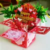Explosiones transfronterizas Día de San Valentín caja tridimensional escrita a mano (puede agregar iluminación musical) Tallado de papel 3D regalos creativos para vacaciones