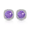 Pendientes Cuadrados de Princesa Más Vendidos Transfronterizos con Diseño de Corte Fuego Artificial, Pendientes Dorados con Piedras Preciosas de Colores de Moda Europea y Americana, Joyería para Transmisión en Vivo Dropshipping