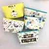 Bolsa de cosméticos de PU con estampado de gato geométrico de planta tropical y fruta, portátil para almacenamiento, bolsa de lavado para viaje