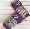 Guantes de Punto Cálidos y de Moda para Mujer de Otoño e Invierno, Guantes Cálidos para Exteriores de Medio Dedo con Hilo Acrílico y Diseño de Bloques de Color, Transfronterizo