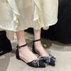 Sandalias Baotou para Mujer Primavera 3cm Tacones Pequeños Tacones Bajos Tacones Altos Francesas Elegantes con Zapatos para Falda Zapatos de Punta
