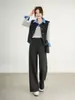 Calça Reta de Lã de Ovelha e Seda com Cintura Elástica M18 Gansos Brancos, Novo Estilo Outono/Inverno, Forrada com Lã e Espessa, Calça Casual Feminina