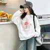 Suministro transfronterizo 2026 sudadera degradada para niñas estampado de dibujos animados manga larga para niños forrada de polar cuello redondo camiseta básica moderna
