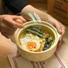 Tazón de Fideos de Cerámica de Doble Asa Estilo Coreano Ins con Tapa para Sopa, Adecuado para Dormitorios de Estudiantes, Tazón de Fideos de Caracol de Alto Valor
