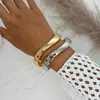 Moda Transfronteriza Europea y Americana Metal Texturizado Brillante Liso Anillo Pulsera Pulsera Diseño Pulsera de Resorte Facetada
