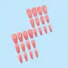 Uñas Postizas Rosa con Purpurina Más Vendidas para Comercio Exterior, Puntas de Uñas de Color Puro que Realzan el Cutis, Uñas Postizas Transfronterizas de 24 Piezas al por Mayor