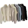 Jersey de punto blanco con cuello de solapa y media cremallera para mujer en Otoño e Invierno Nuevo Suéter holgado con abertura Top de punto para usar debajo