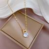 [Aço Titânio] Luxo Leve Microincrustado Ouro Real Zircônia Totalmente Diamantada Colar Feminino Nova Corrente em Arco Luxo Leve Design de Nicho Sensação