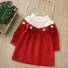 Vestido Suéter para Niños Aikyung Otoño Invierno Nuevo Estilo Estilo Navideño Punto Falda Larga Ropa de Fin de Año para Niñas Falda Base