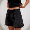Shorts Jeans Soltos Casuais Europeus e Americanos para Mulheres, com Ilhós, Cordão e Múltiplos Bolsos para Comércio Exterior Transfronteiriço