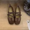 Zapatos de tacón de tira cruzada nuevos, boca poco profunda, con tira de hebilla, estilo ballet rojo 2026, con modernos zapatos Mary Jane para la noche, otoño invierno