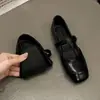 Zapatos de Mujer Estilo Francés, Elegantes Zapatos Planos Mary Jane Marrones Novedad Verano 2026, Zapatos de Hada Inspirados en Chanel con Punta Cuadrada