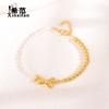 Pulseira feminina de prata esterlina S925 com laço grande e princesa, pulseira assimétrica de pérolas, estilo doce e feminino, combinando perfeitamente
