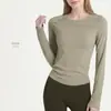 Top de Yoga de Manga Larga a Rayas para Mujer Otoño Uso Individual Ajustado Deportivo Manga Larga Transpirable Fitness Yoga Capa Base Pequeña
