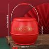 Escupidera Roja de Boda con Tapa Esmalte Dragón y Fénix Pato Mandarín Cubo de Dote para la Dote de la Novia Cubo de Orina para el Hogar