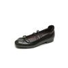 Zapatos de Ballet de Piel de Oveja de Punta Redonda con Lazo para Mujer 2025 Primavera Nuevo Retro Hebilla Doble con Suela Suave Boca Baja Zapatos de Moda de Una Capa