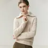 Nueva colección de otoño e invierno: suéter de cachemira pura para mujer, capa interior de cuello polo engrosada, suéter cálido, capa base ajustada, suéter de punto