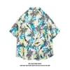 Camisa Floral de Seda de Hielo Hawaiana para Hombre de Manga Corta Casual Atractiva Holgada Delgada Camisa de Media Manga Floral para Hombre Camisa de Pulgada Pequeña