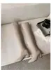 Botas Elásticas de Tacón Alto Largas para Mujer Petite Otoño/Invierno 2026 Punta Cuadrada Adelgazantes Tacón Grueso Botas Largas Delgadas de Gamuza