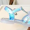 Tamanho 28-33 Sandálias de Verão Brilhantes com Luz para Meninas Sapatos de Princesa Infantis Sapatos de Menininha 6090