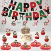 Banner navideño de cumpleaños transfronterizo con elementos de pingüino, pancarta de letras para fiesta, decoraciones colgantes en espiral, adornos para pasteles y adornos de exhibición