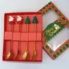 Juego de Cubiertos de Acero Inoxidable Cuchara y Tenedor Navideños Transfronterizos Papá Noel Árbol Cuchara de Postre Dibujos Animados Creativo Set de Regalo Navideño
