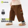 Falso dos piezasPantalones de algodón con forro polar Dudu Home para niños Pantalones largos de invierno nuevos para niños Pantalones cálidos de invierno para bebé
