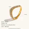 Joyería de Moda Europea y Americana de Venta Caliente Transfronteriza con un Diseño Único, Anillo Irregular en Forma de V Chapado en Oro de 18K de Acero Inoxidable