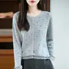 Moda Nova Primavera e Outono Commuting Retrô Floral Cardigã de Malha Fina Feminino Slim Versátil Jaqueta Suéter