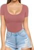 Camiseta Sexy de Manga Larga con Escote Bajo Ajustada a la Figura con Lazo en la Cintura para Mujer Estilo Europeo y Americano Amazon 2024