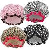 Gorro de ducha grande para mujer impermeable gorro de ducha doble capa gorro de ducha con anillo para el cabello cabello largo y grueso elástico reutilizable
